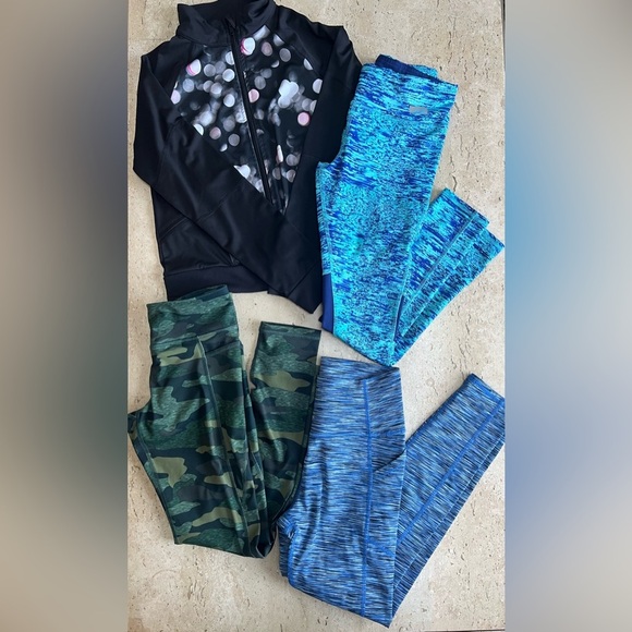 Girl’s Athletic Bundle Size Large 10-12 Leggings and Lightweight Jacket - Picture 1 of 6
